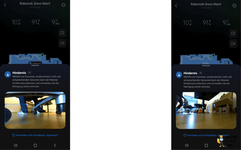 Препятствия отображаются в приложении Roborock Q Revo MaxV.